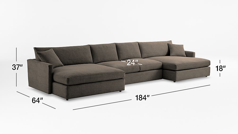 Lounge II Petite 3Piece Double Chaise Sectional Sofa + Reviews Crate