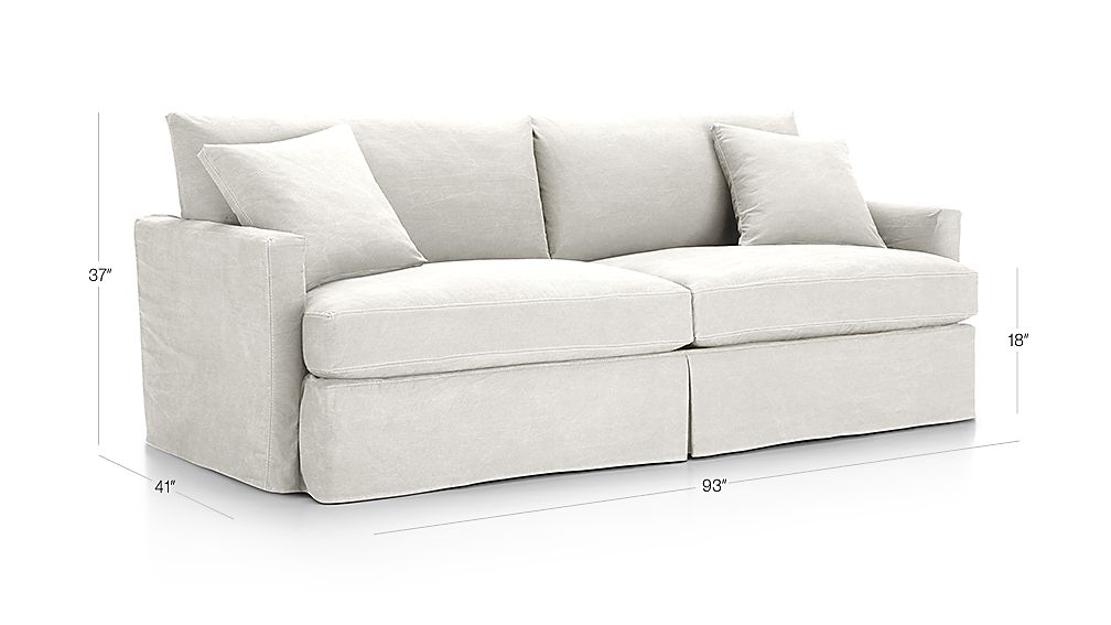 Lounge II White Slipcover Couch Denim: Mist with Contrast Saddle ...