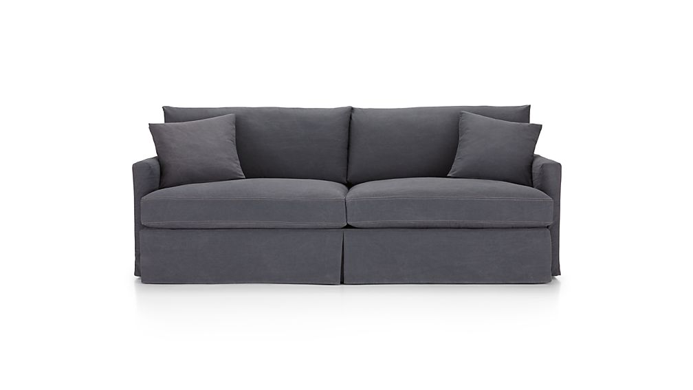 Lounge II Petite Denim Couch | Crate and Barrel