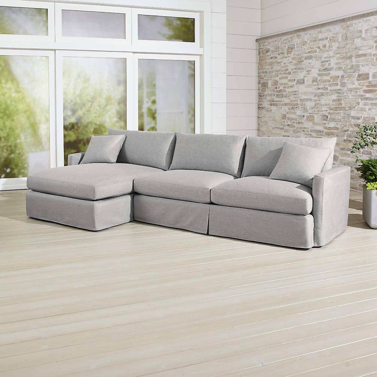 Lounge II Petite Outdoor Slipcovered 2Piece Left Arm Chaise Sectional