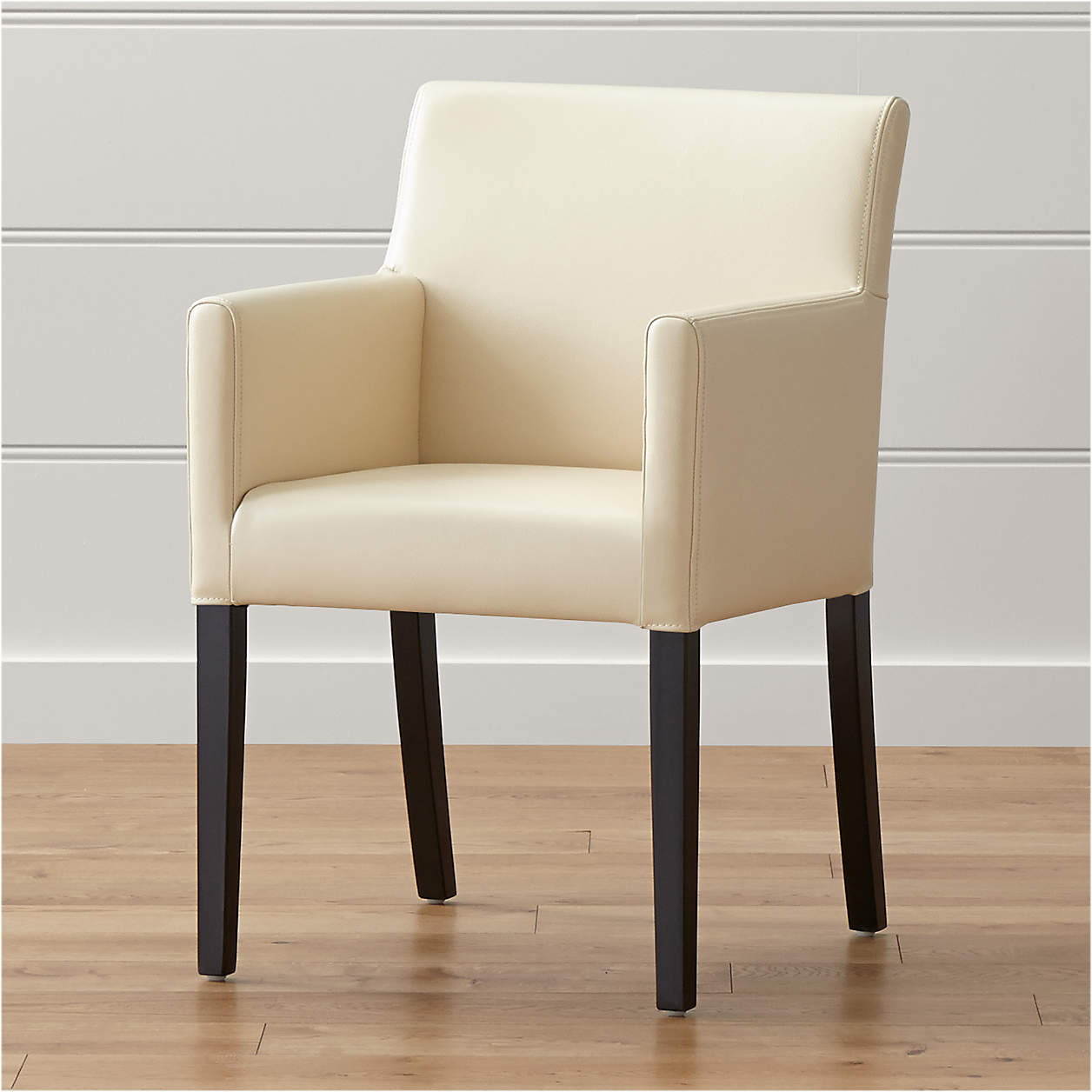 Lowe Ivory Leather Dining Arm Chair + Reviews | Crate and Barrel Canada