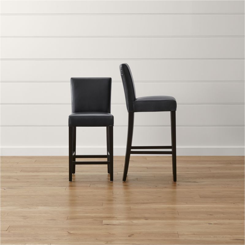 Lowe Onyx Leather Bar Stools Crate and Barrel