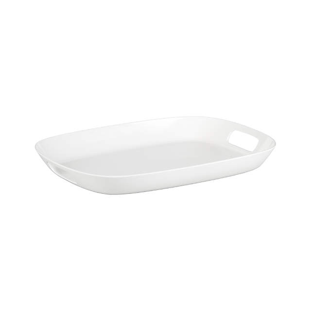 white ceramic tray with handles