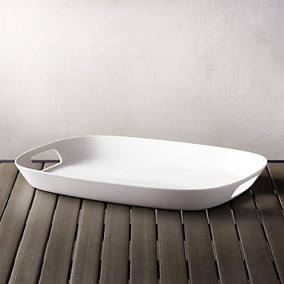 white ceramic tray with handles