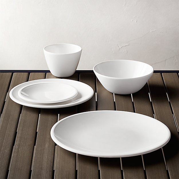 Lunea Melamine White Dinnerware Crate And Barrel   Lunea Melamine White Dinnerware 