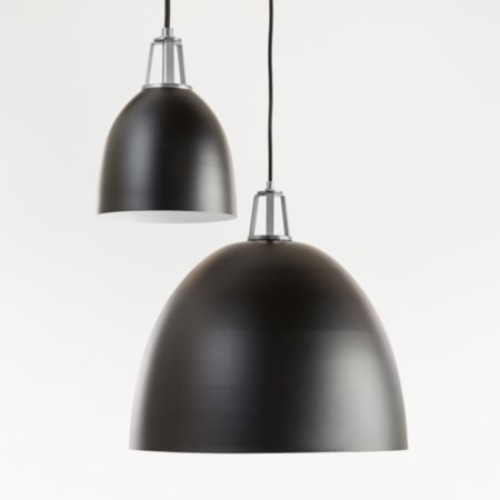 Maddox Large Black Dome Pendant Light With Brass Socket Crate