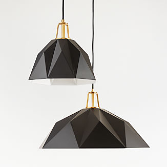 Maddox Black Faceted Pendant with Brass Socket