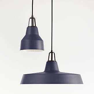 Maddox Navy Farmhouse Pendant with Black Socket
