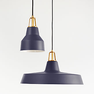 Maddox Navy Farmhouse Pendant with Brass Socket