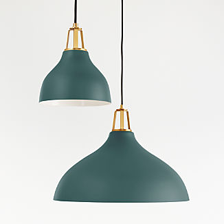 Maddox Teal Bell Pendant with Brass Socket