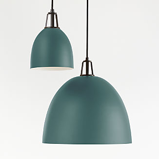 Maddox Teal Dome Pendant with Black Socket