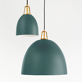 Maddox Teal Dome Pendant with Brass Socket