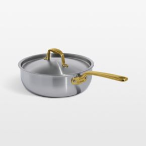 Image of Made In Stainless Clad 3-Qt. Saucier with Antique Brass Hardware