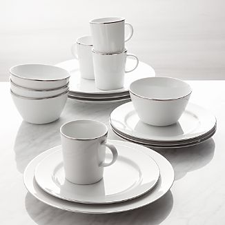 Maison Platinum Rim 16-Piece Dinnerware Set