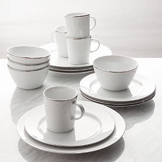 Maison Platinum Rim 16-Piece Dinnerware Set