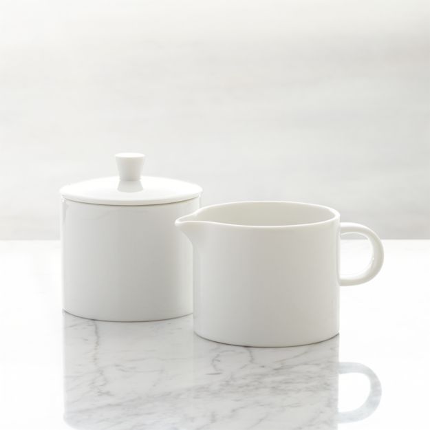 White Sugar Bowl and Creamer Set | Crate and Barrel