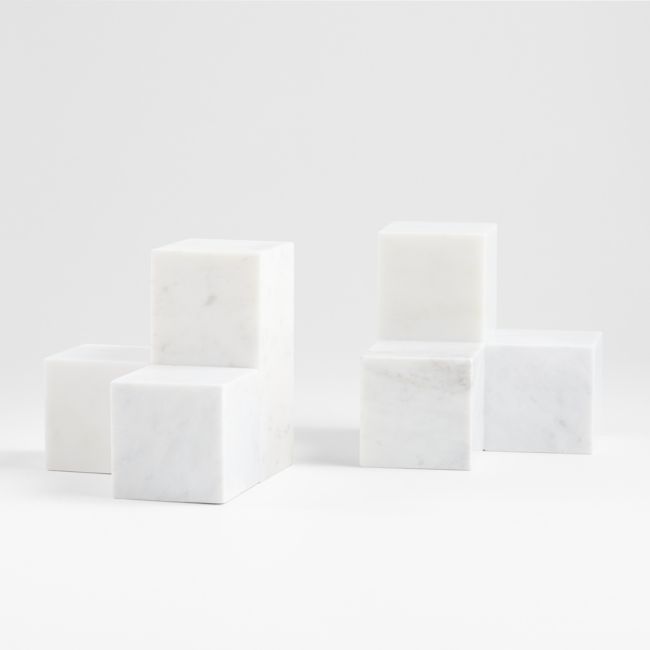 Online Designer Combined Living/Dining Blocks Marble Bookends, Set of 2