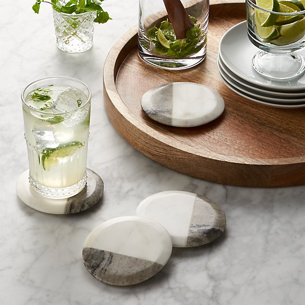 Set of 4 Marble Coasters Crate and Barrel