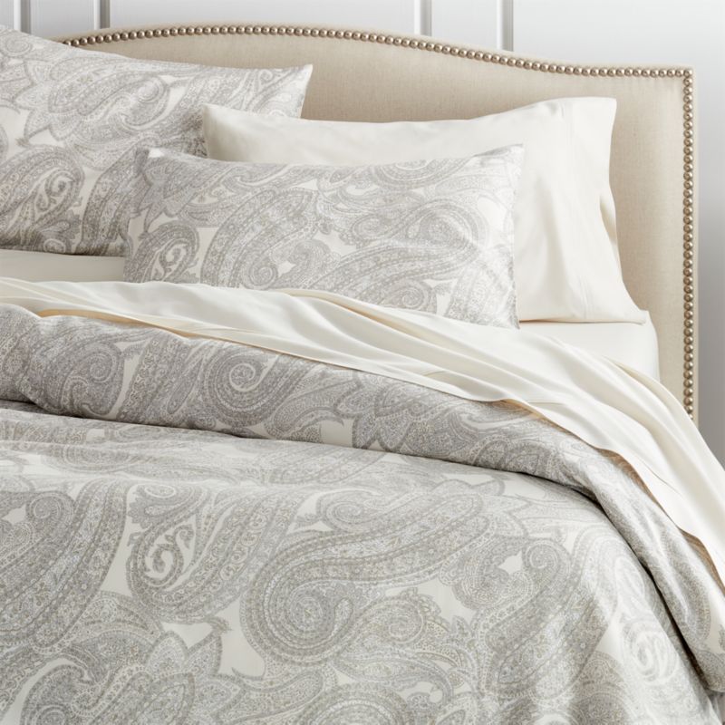 Mariella Cream Grey Duvet Covers And Pillow Shams Crate And Barrel