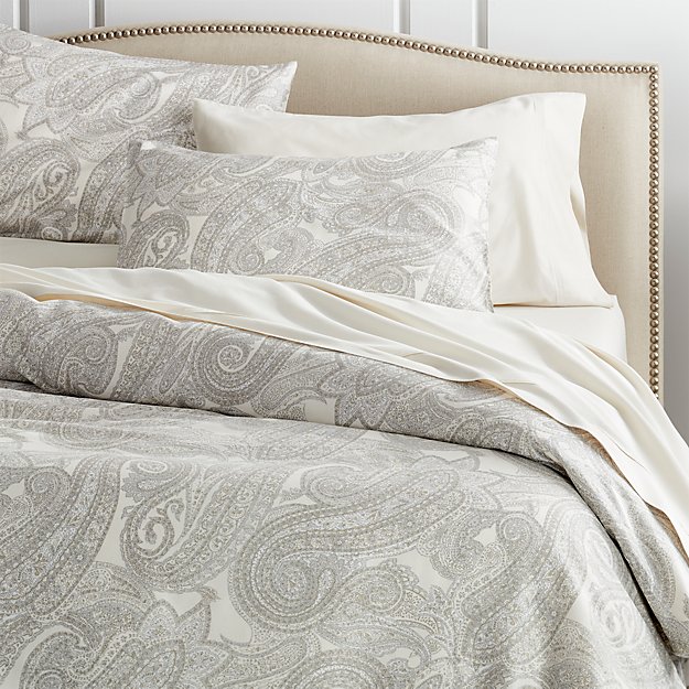 Mariella Cream Grey Duvet Covers And Pillow Shams Crate Barrel