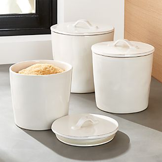 Marin White Ceramic Kitchen Canisters