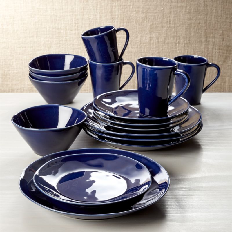 marin dark blue 16-piece place setting + reviews crate