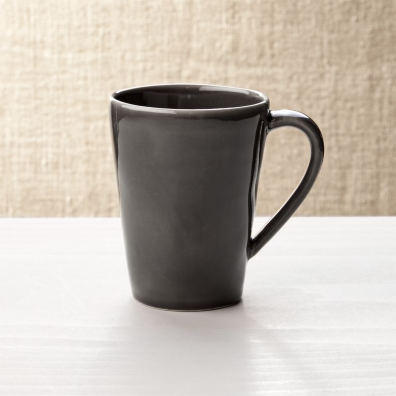 Dark Grey Stoneware Coffe Mug + Reviews Crate and Barrel