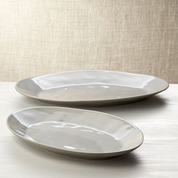 Marin Grey Oval Platters Crate and Barrel