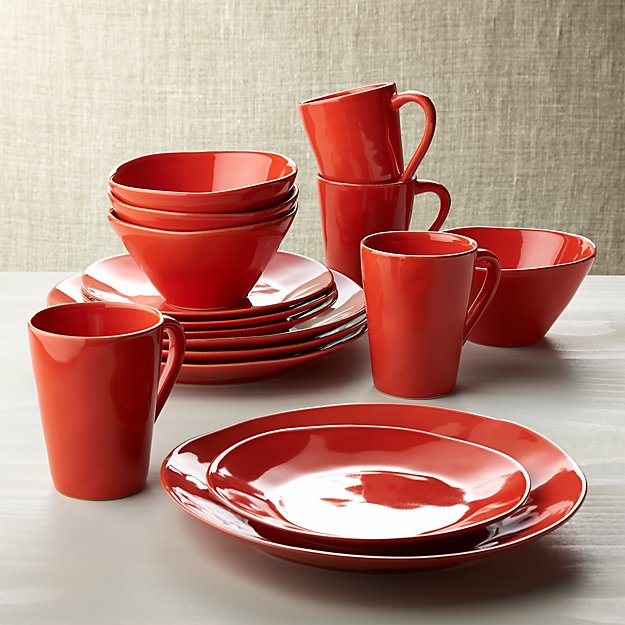 Marin Orange 16Piece Dinnerware Set Crate and Barrel