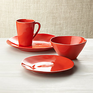 orange dinnerware marin piece pasta bowl low crate
