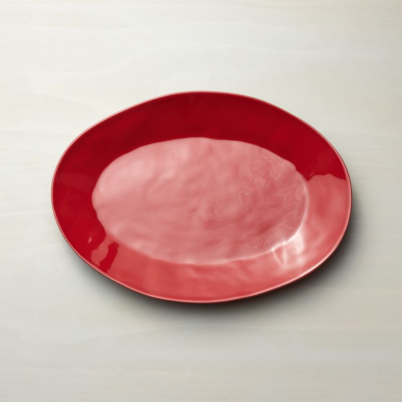 Marin Red Small Oval Platter + Reviews Crate and Barrel