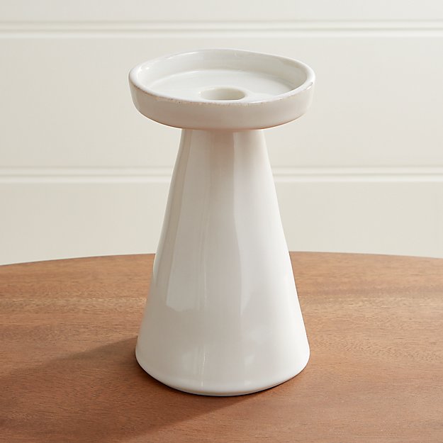 marin white large taper pillar candle holder