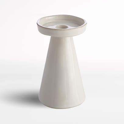 Crate and Barrel Marin White Large Taper/Pillar Candle Holder