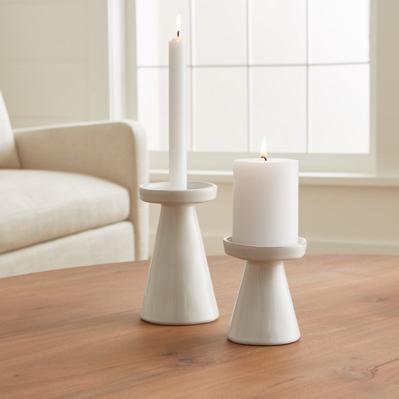 Marin White Taper Pillar Candle Holders Crate And Barrel