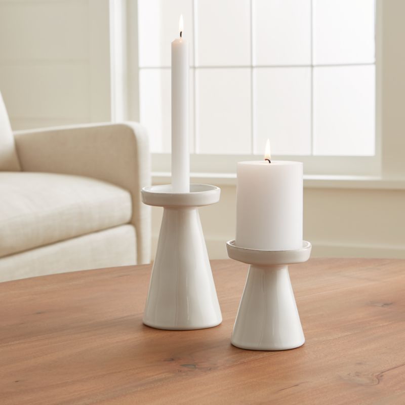 white candlestick holders