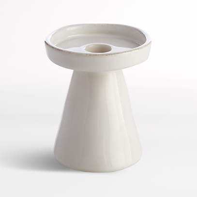 Crate and Barrel Marin White Small Taper/Pillar Candle Holder
