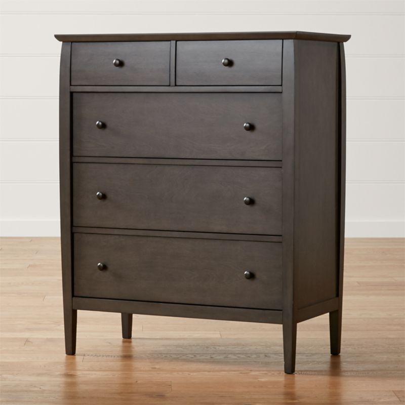 mason 5-drawer grey chest + reviews | crate and barrel