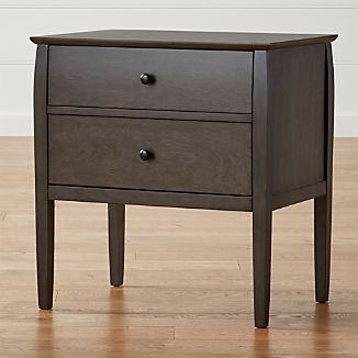 Top Quality Bedroom Furniture Crate And Barrel Mason Shadow 2 Drawer Grey Nightstand