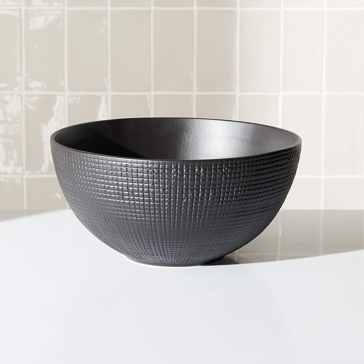 Matte Black Large Ceramic Bowl + Reviews Crate and Barrel