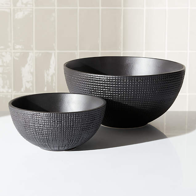 Matte Black Large Ceramic Bowl + Reviews Crate and Barrel