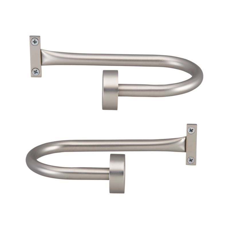 Set of 2 Matte Nickel Curtain Tie Backs + Reviews Crate and Barrel