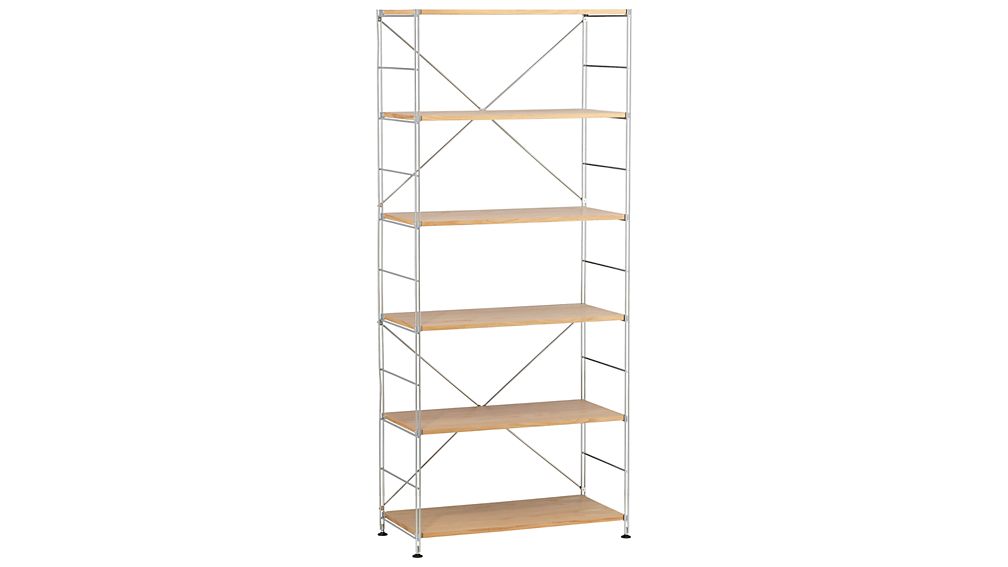 MAX Chrome 6-Shelf Unit with Wood Shelves | Crate and Barrel