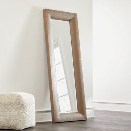 Maxx Taupe Faux Leather Floor Mirror Crate And Barrel