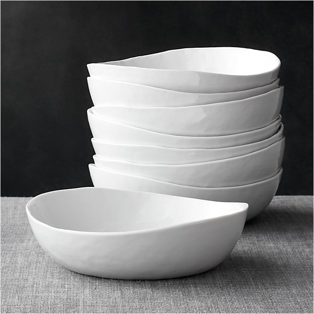 Set of 8 Mercer 8" Low Bowls Crate and Barrel