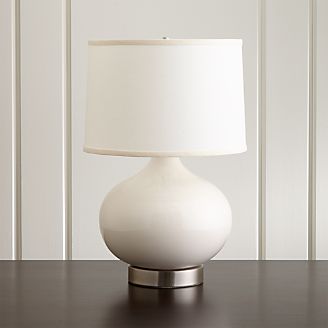 Merie Ivory Table Lamp with Outlet Nickel Base
