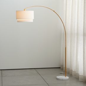 Meryl Arc Brass Floor Lamp with White Shade 85