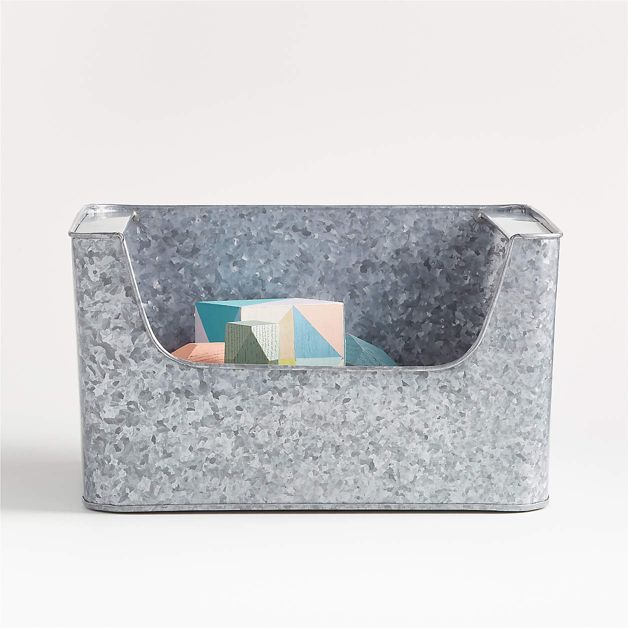 Small Silver Metal Metal Stacking Storage Bin + Reviews Crate and Barrel