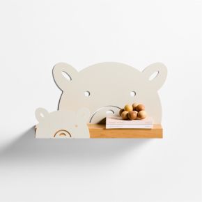 Image of Metal and Wood Bear Wall Shelf