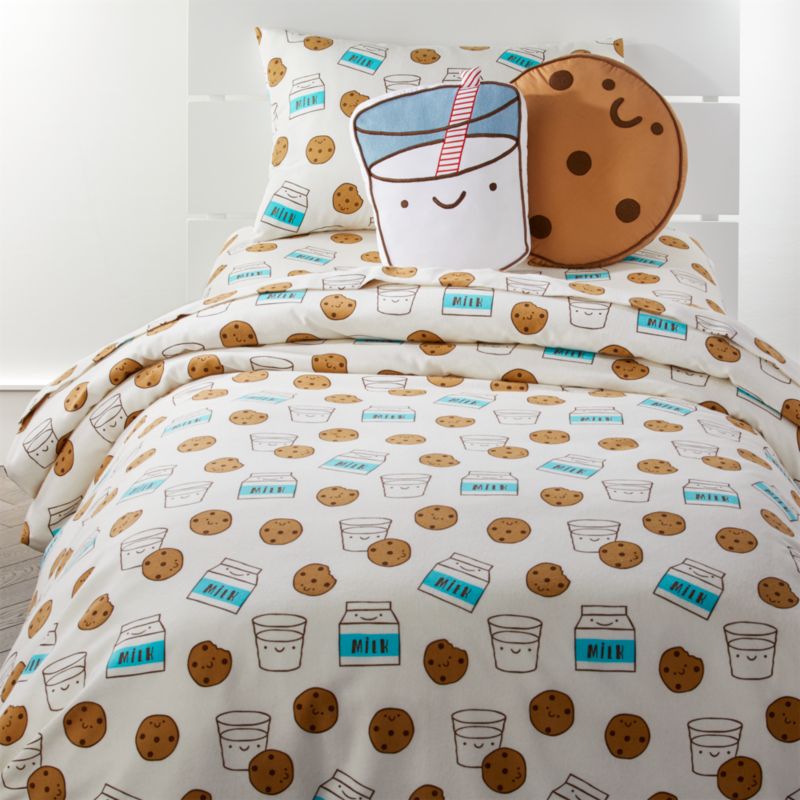 Organic Milk And Cookies Flannel Duvet Cover Full Queen Crate