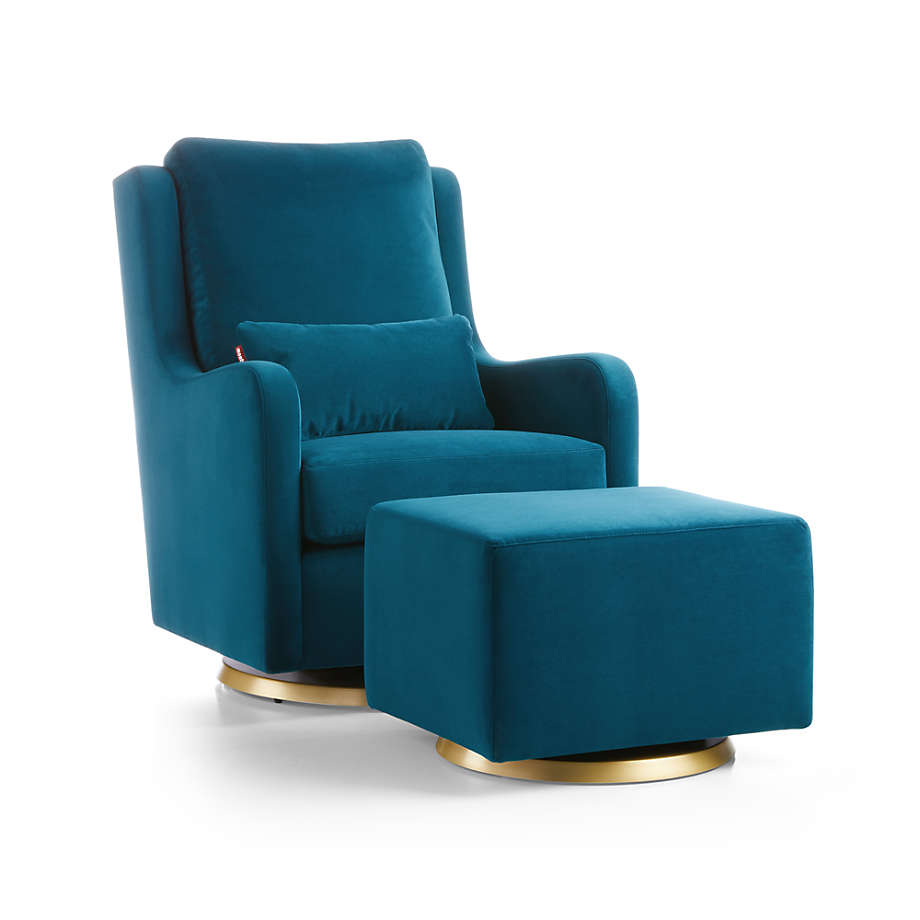 blue glider and ottoman